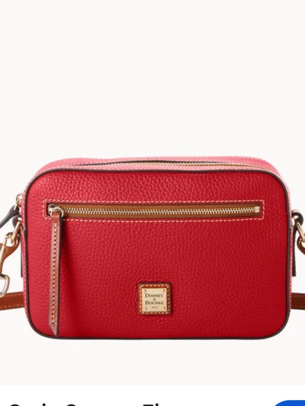 Dooney & Bourke Camera Bag Red Pebble Leather shoulder Crossbody with Tan Strap